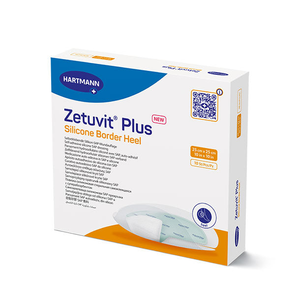 Zetuvit Plus Silicone Border Heel SAP Dressing with Silicone adhesive, 10" x 10"