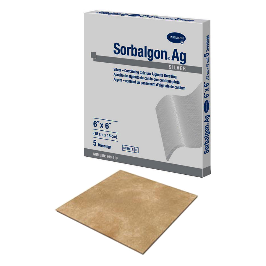 Sorbalgon Ag Calcium Alginate Dressing with Silver, 6" x 6"