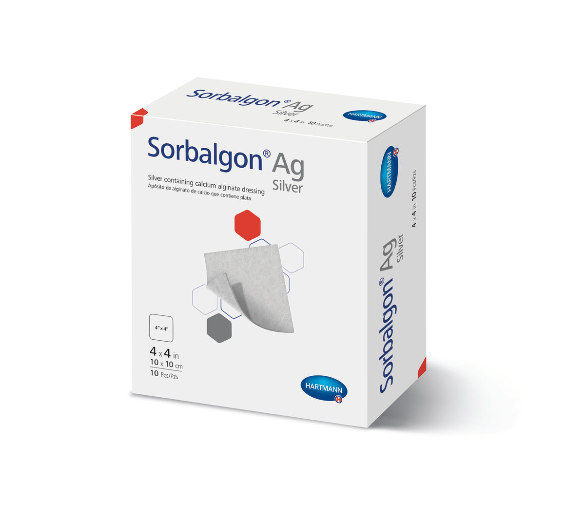 Sorbalgon Ag Calcium Alginate Dressing with Silver, 4" x 5"