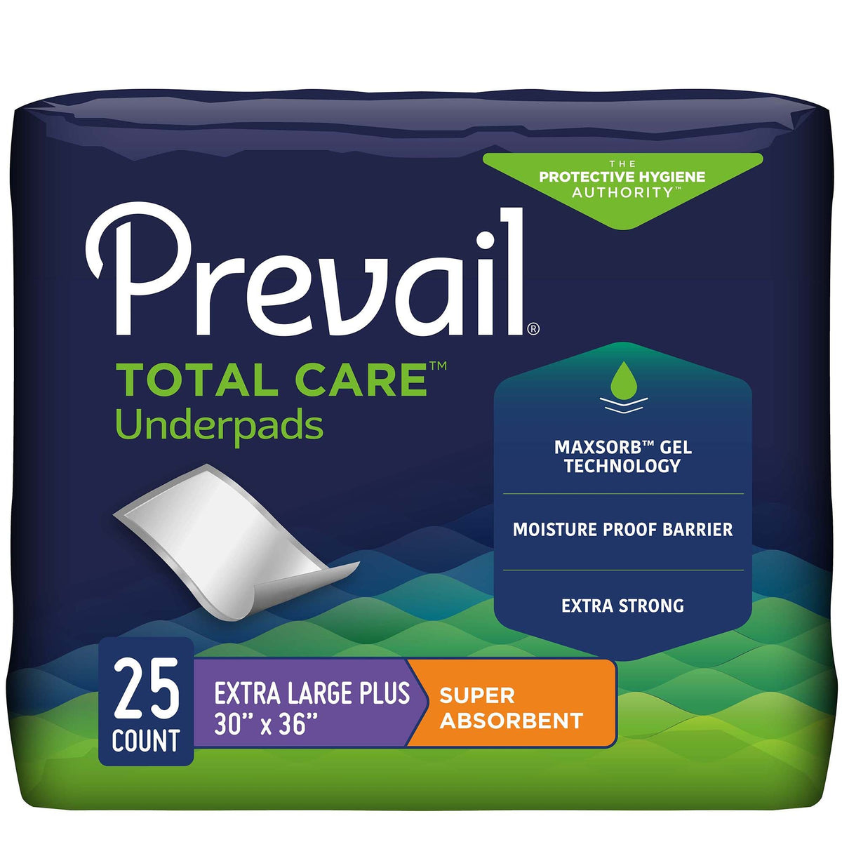 Prevail® Total Care™ Super Absorbent Polymer Underpad, 30 x 36 Inch, CS/100