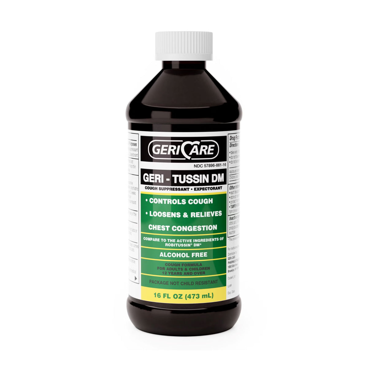 Geri-Care® Guaifenesin / Dextromethorphan Cold and Cough Relief, 16-ounce Bottle, BT/1