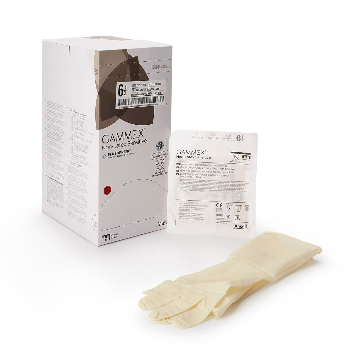 Gammex® Non-Latex Sensitive Polychloroprene Surgical Glove, Size 6.5, Cream, BX/50