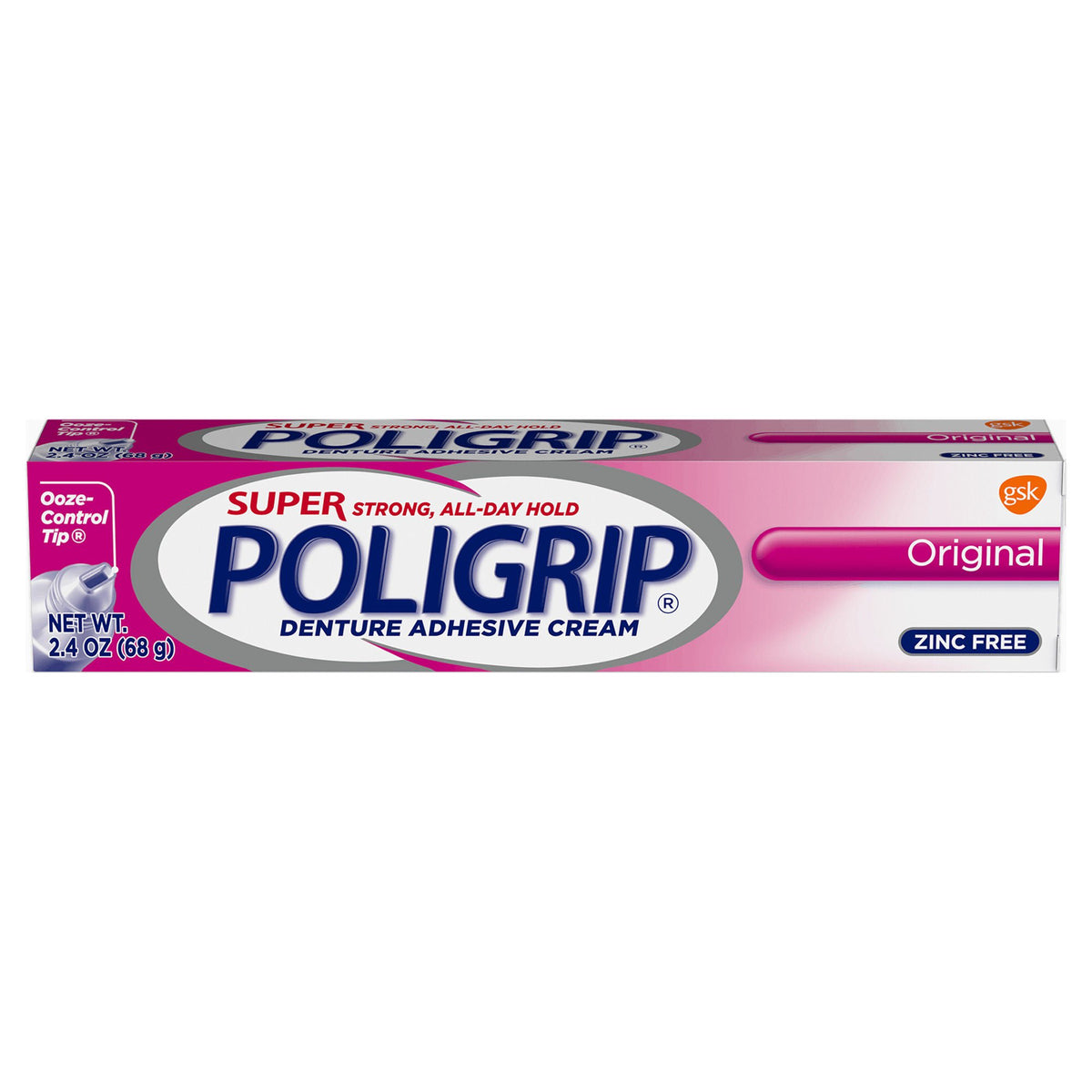 Super Poligrip® Original Denture Adhesive Cream, 2.4 oz Tube, EA/1