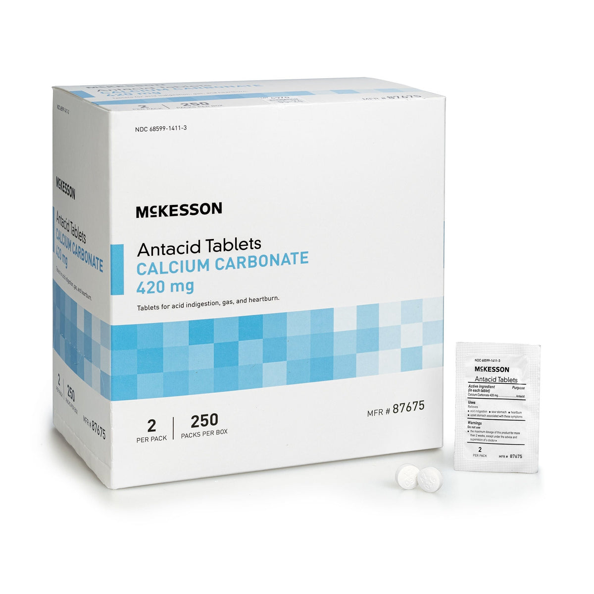 McKesson Calcium Carbonate Antacid Tablets, Mint Flavor, CS/3000