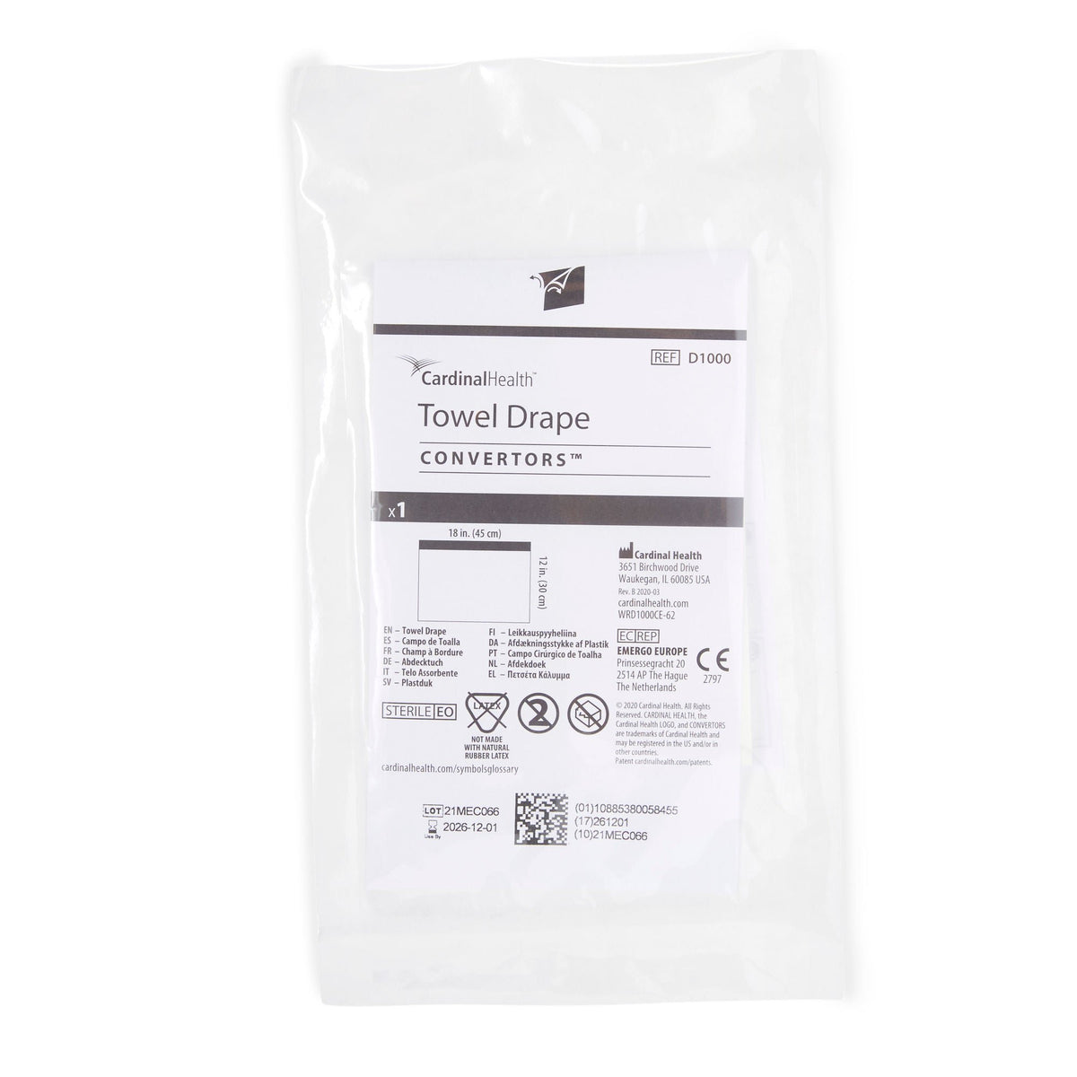 Cardinal Health™ Sterile Towel Drape, 18 x 12 Inch, BX/1