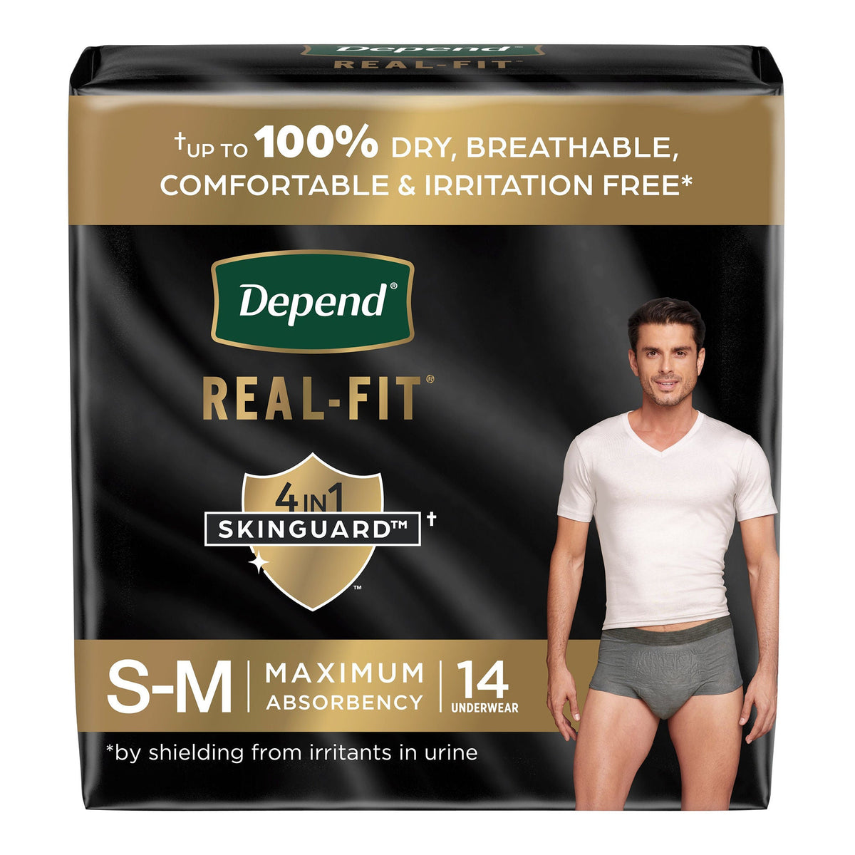 Depend® Real Fit® Underwear for Men, Small/Medium, PK/14
