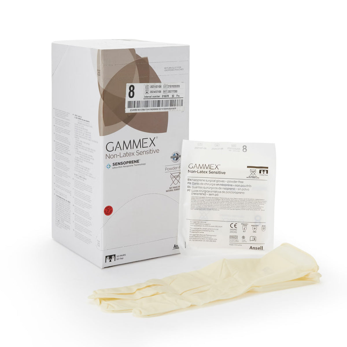 Gammex® Non-Latex Sensitive Polychloroprene Surgical Glove, Size 8, Cream, CS/200