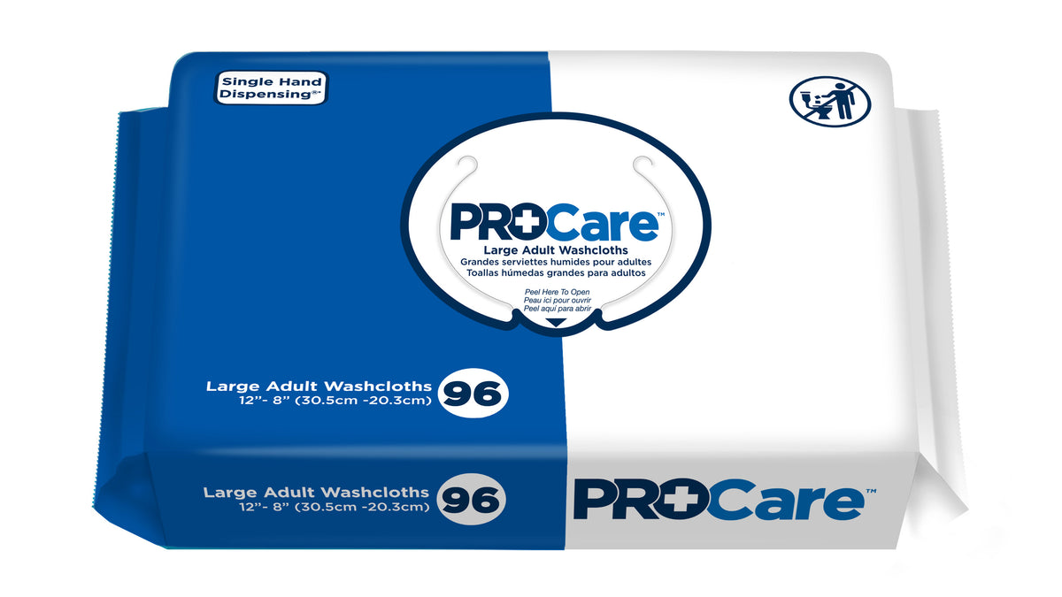 Procare Adult Washcloth Soft Pack, 12" x 8"