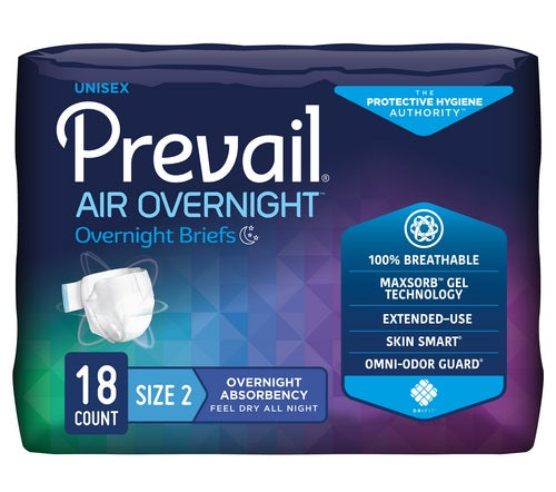 Prevail Air Overnight, Size 2 / L, 45"-62", PK/18