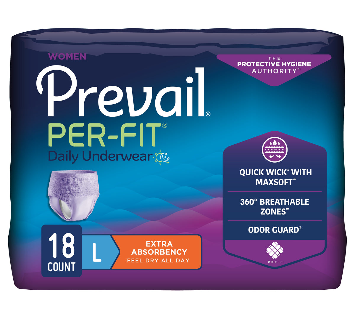 Prevail Per-Fit Protective Underwear for Women, Large, 44" - 58"