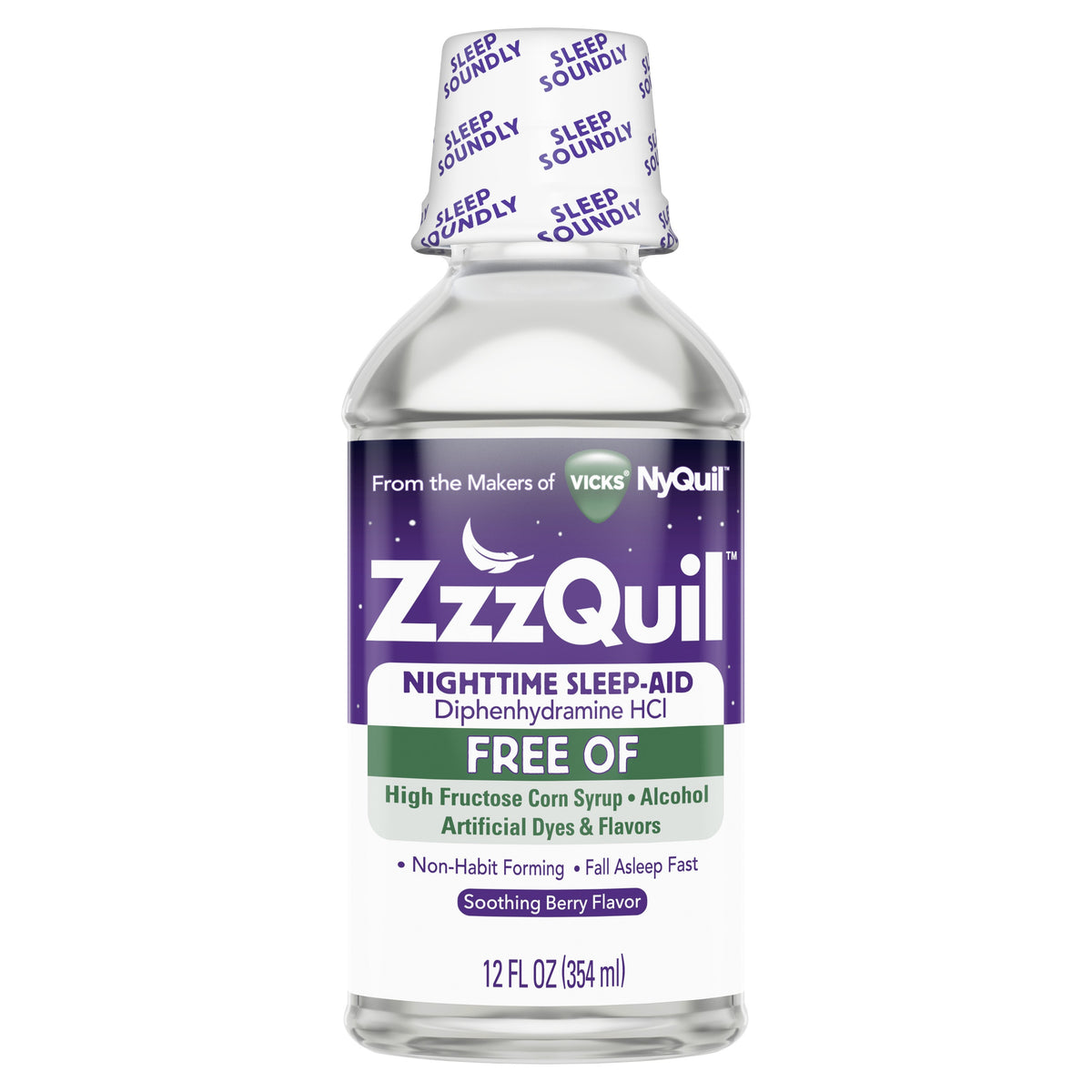 Vicks ZzzQuil Warming Syrup, Free Of, Berry, 12 oz