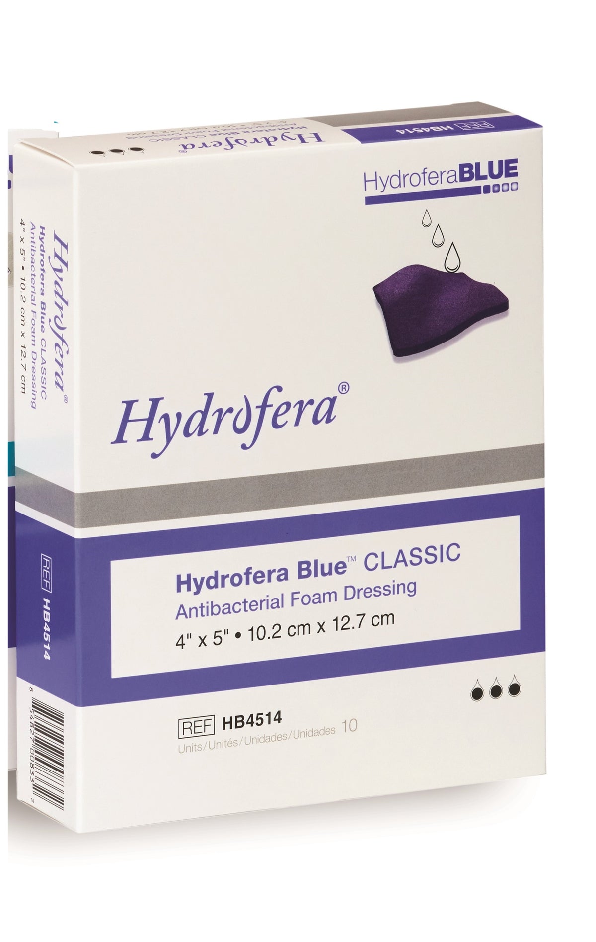 Hydrofera Blue Classic Antibacterial Foam Dressing without Border, 4" x 5", EA/1