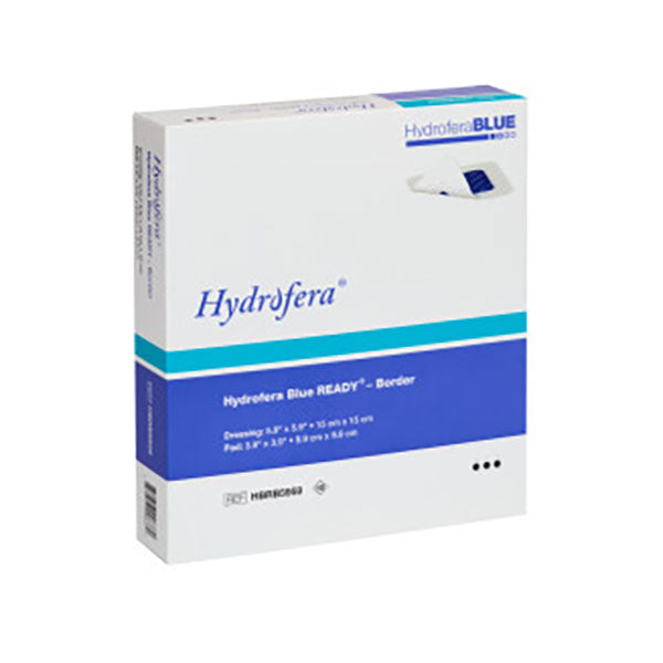 Hydrofera Blue Ready Border Antibacterial Foam Dressing with Silicone Border, 5.9" x 5.9"