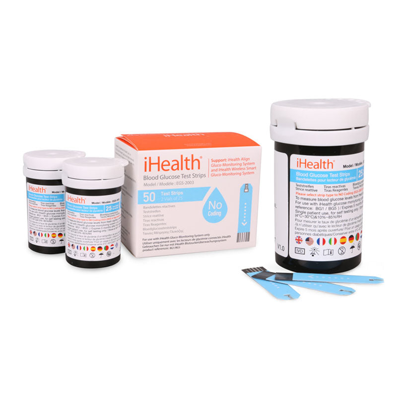 iHealth Blood Glucose Test Strips-No Code, BX/50