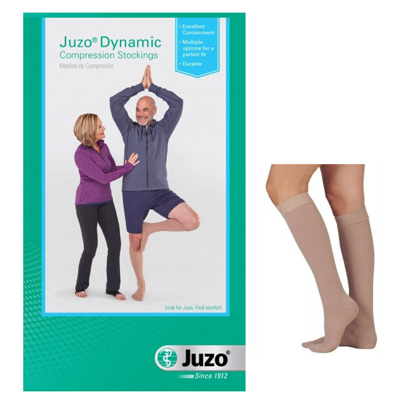 Juzo Dynamic Knee-High with 5 cm Silicone Band, 30-40, Full Foot, Beige, Size 4