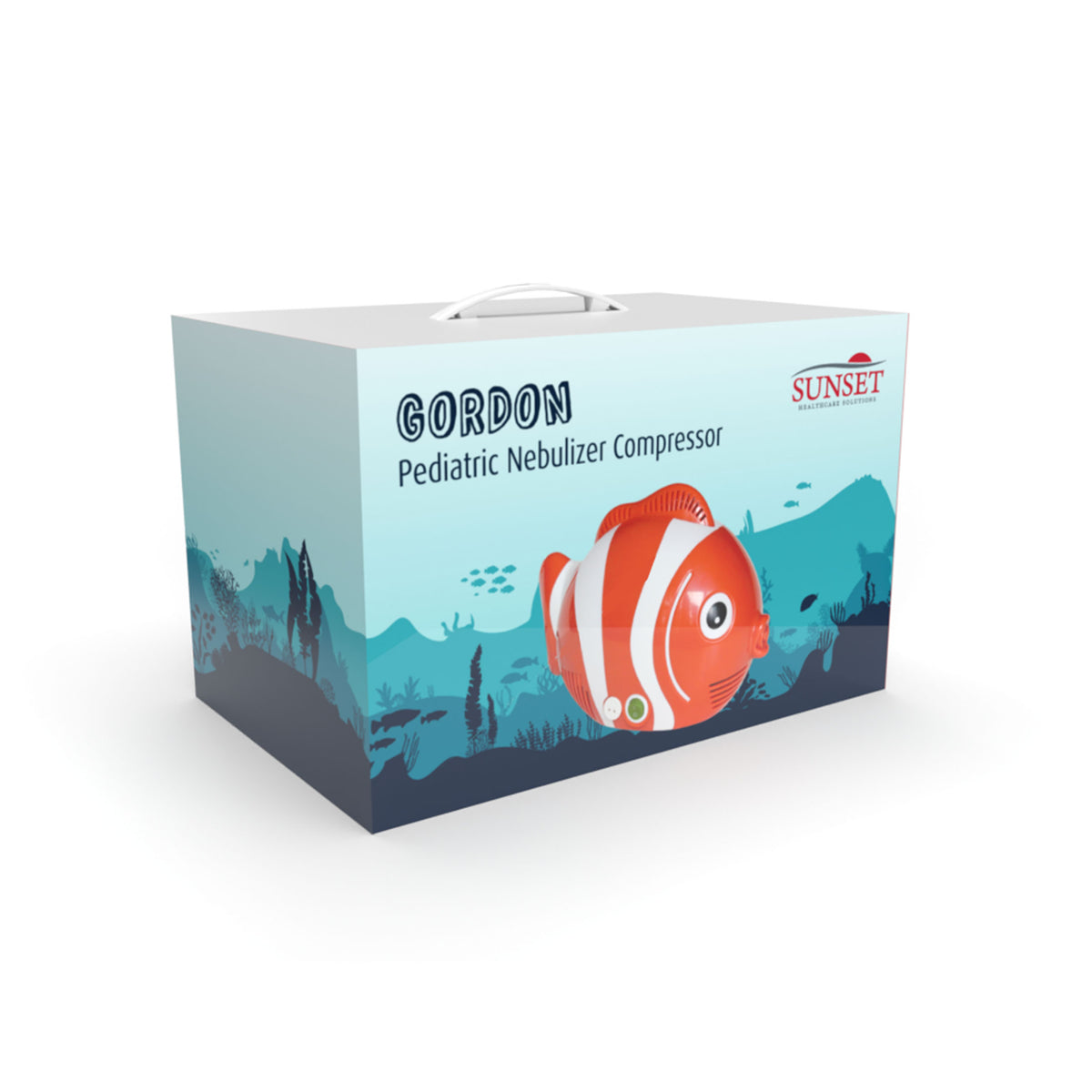 Sunset Healthcare Pediatric Fish Compressor Nebulizer with Neb Kit and Pediatric Aerosol Mask