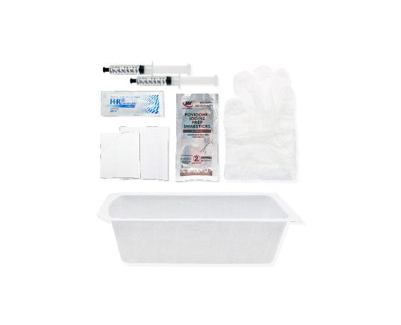 TruCath Duo Dual-Balloon Catheter Insertion Tray with 10mL Water Syringes and PVP Swabsticks, EA/1