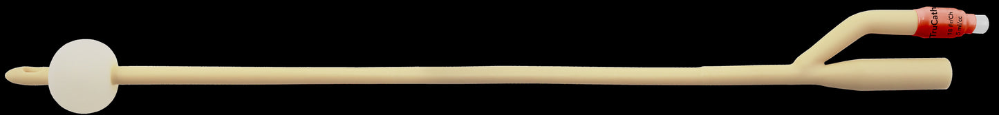 TruCath Silicone-Elastomer Coated Latex Foley Catheter, 2-Way, 18 Fr, 5 mL Balloon