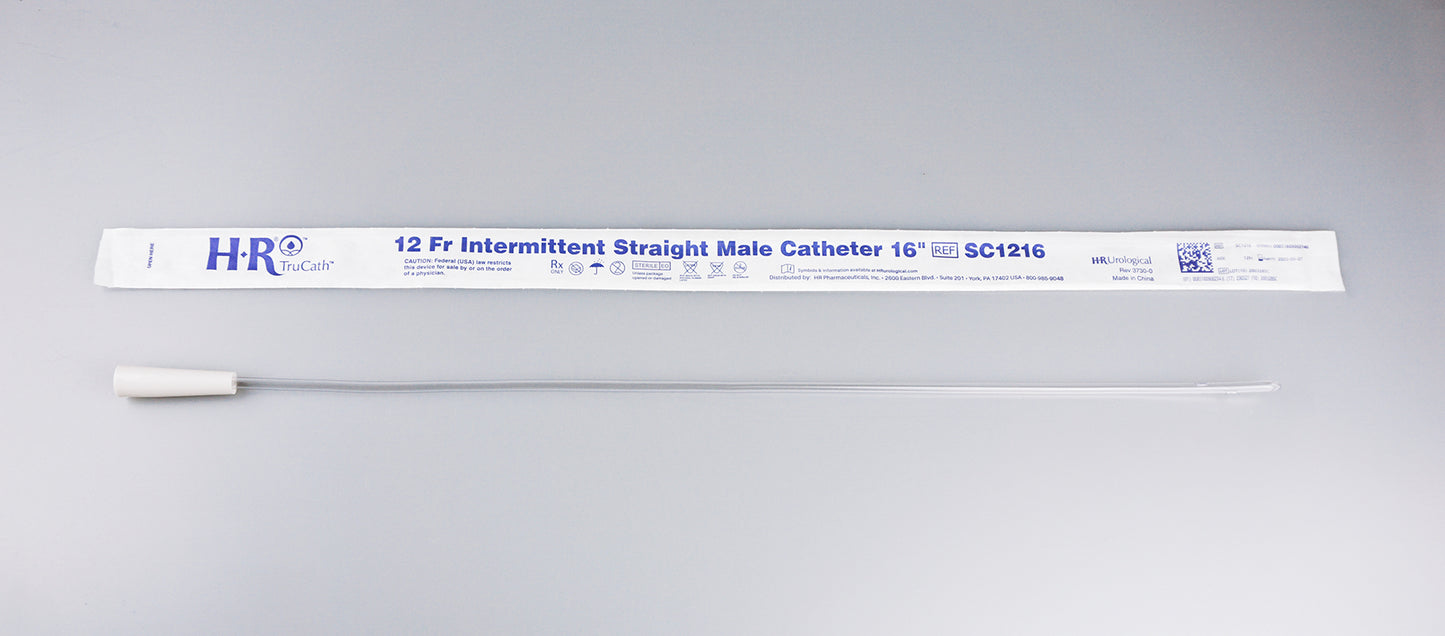 TruCath Intermittent Straight Catheter, Male, 12FR, 16"