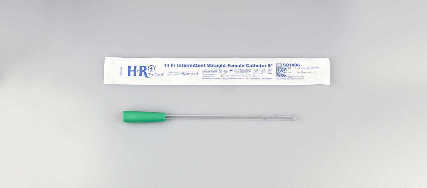 TruCath Intermittent Straight Catheter, Female, 14FR, 6"
