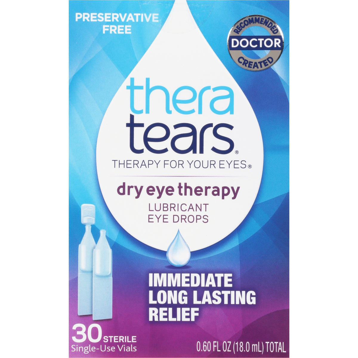 Theratears Dry Eye Therapy Lubricant Eye Drops Preservative Free, 30 Count