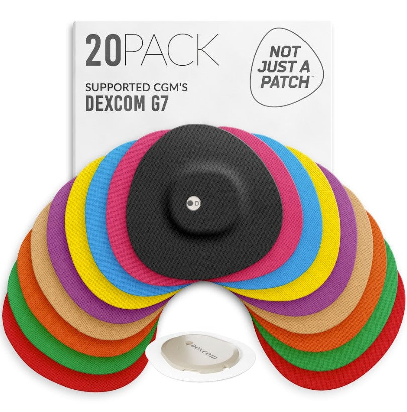 Not Just A Patch Original Patches for Dexcom G7 and Stelo, Multicolor, 20 ct