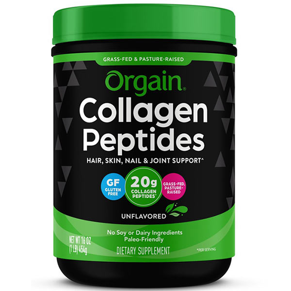 Orgain Grass-Fed Pasture Raised Collagen Peptides Powder, Unflavored, 16 oz Container