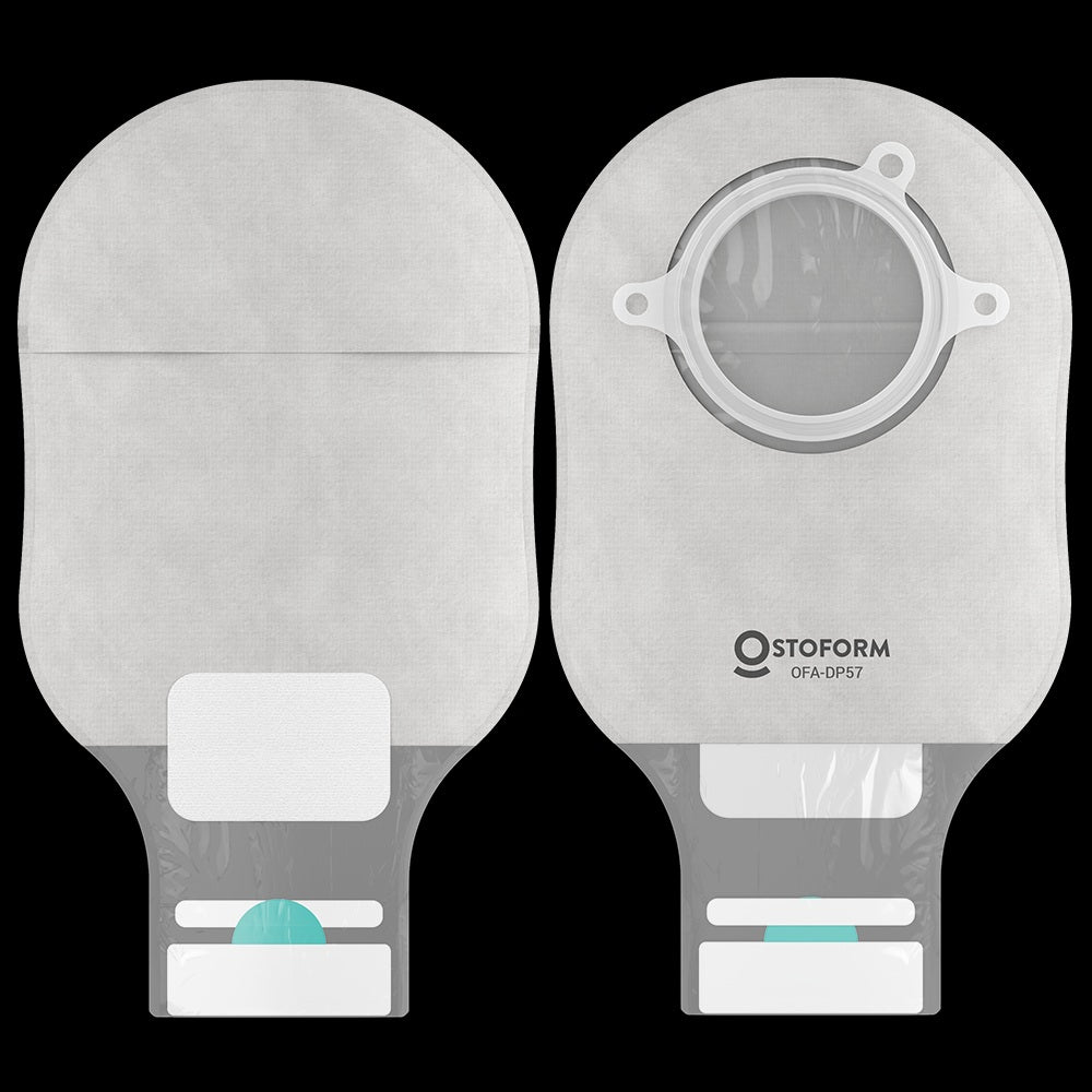 Ostoform FLOWASSIST Drainable 2-Piece Pouch, 60mm, with Filter, Belt Tab and Viewing Window, Gray Opaque, BX/10