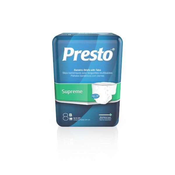 Presto Supreme Brief, Bariatric, XXX Large, 78" - 95", PK/8