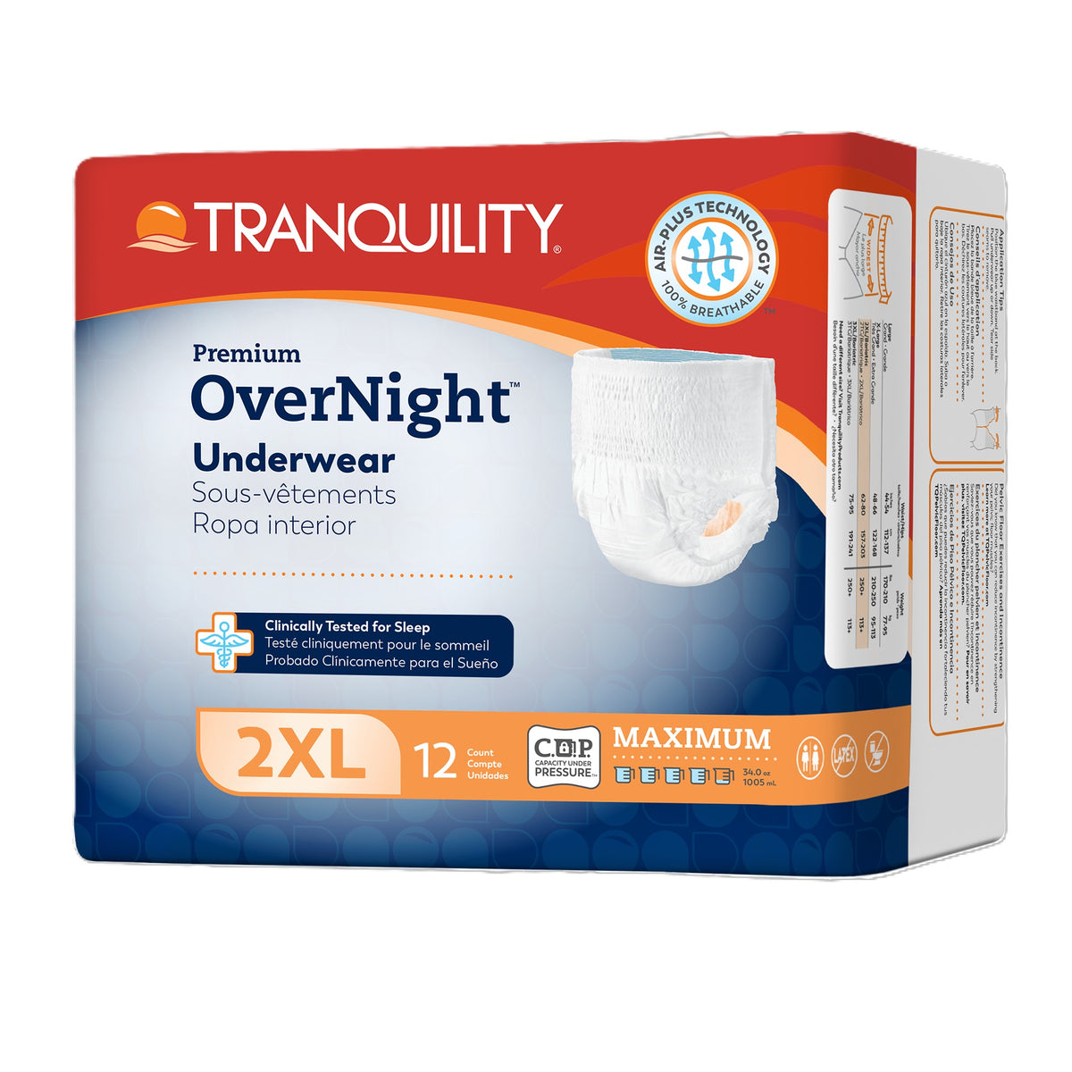 Tranquility XXL Premium Overnight Disposable Absorbent Underwear, 62" - 80"