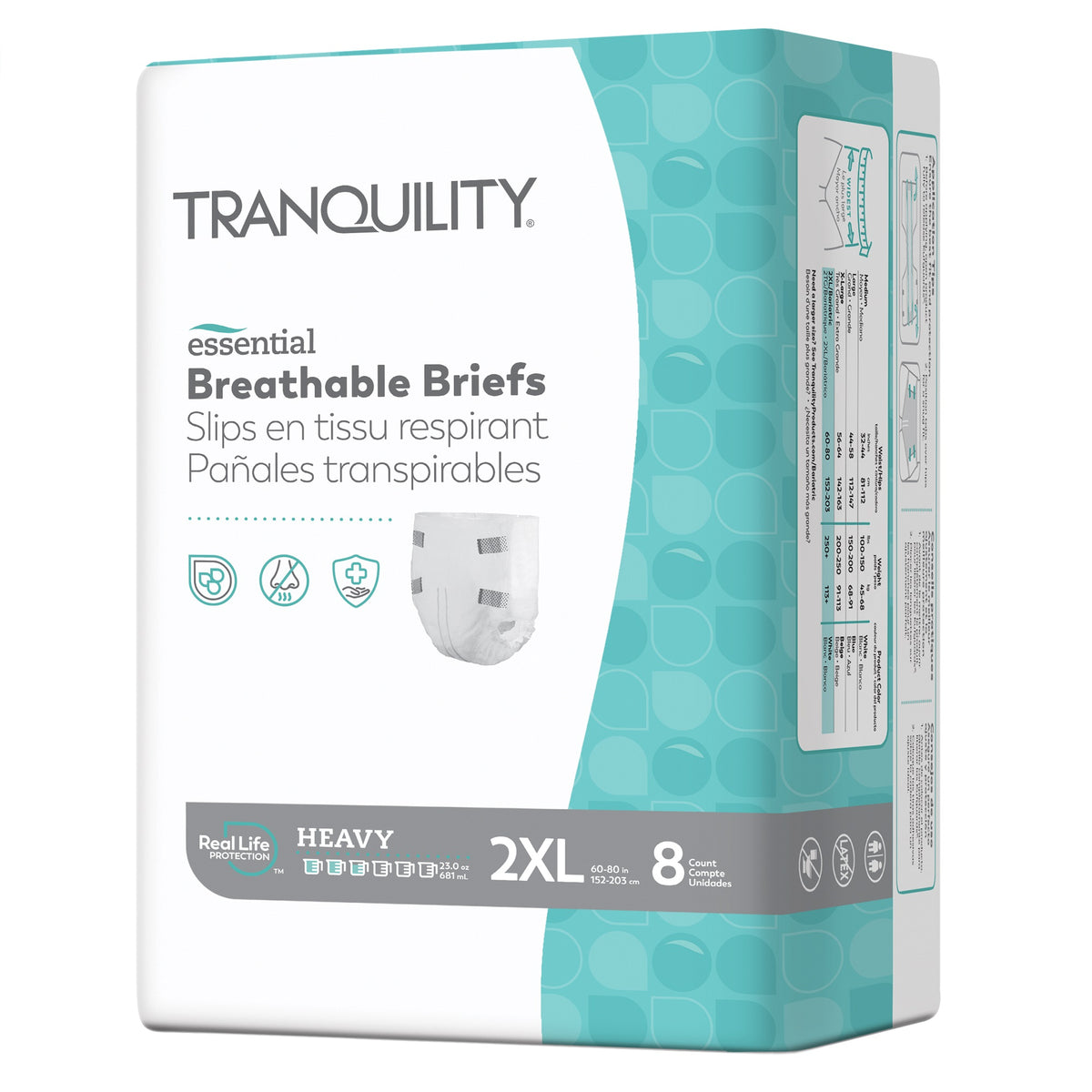 Tranquility Essential Breathable Briefs - Heavy, 2XL/Bariatric, 60" - 80", 250+ lbs