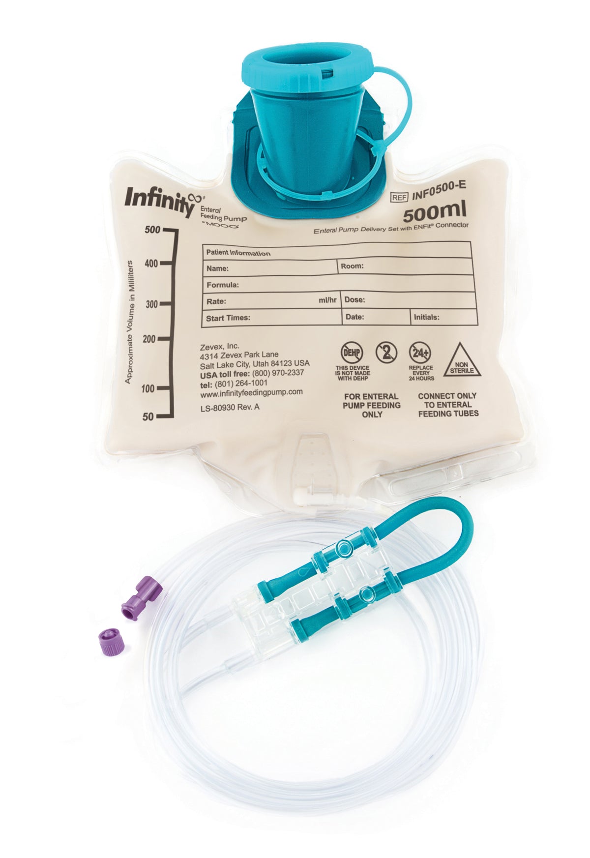Infinity 500 mL Enteral Pump Delivery Set with ENFit Connector, EA/1