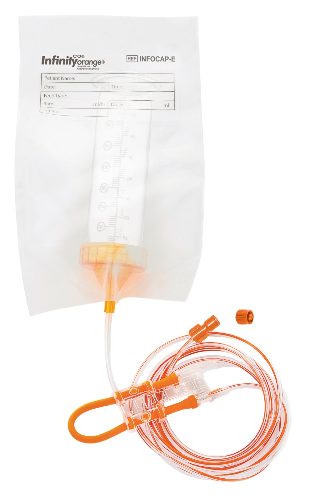 Infinity Orange Screw Cap Enteral Pump Delivery Set with ENFit Connector, EA/1