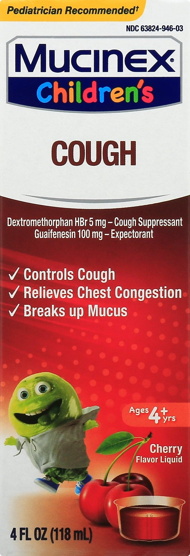 Mucinex Children's Liquid Cough, Cherry, 4 oz