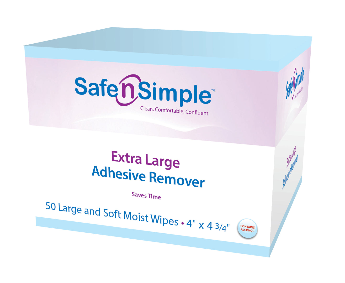 Safe N Simple Extra Large Adhesive Remover Wipe, 4" x 4-3/4"