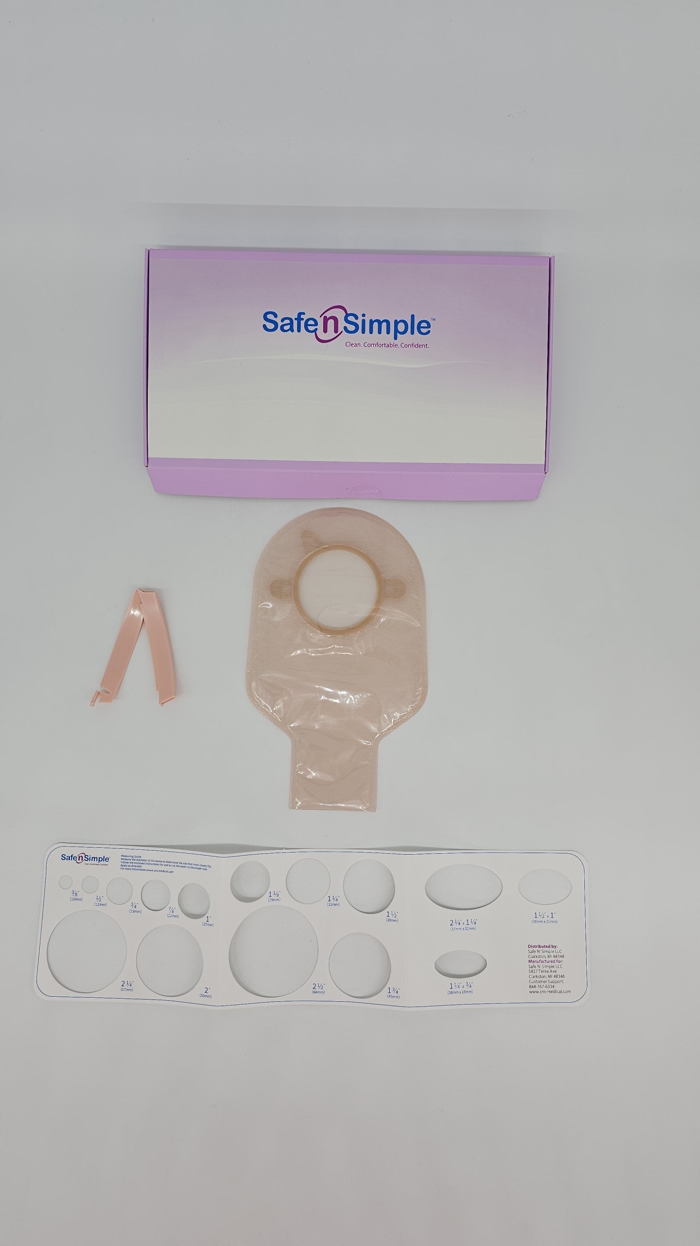 Safe N Simple LLC 9" Drainable 2-Piece Pouch, Beige, 57mm, 2-1/4" Flange, With Belt Tabs, and One Curved Tail Closure, BX/10