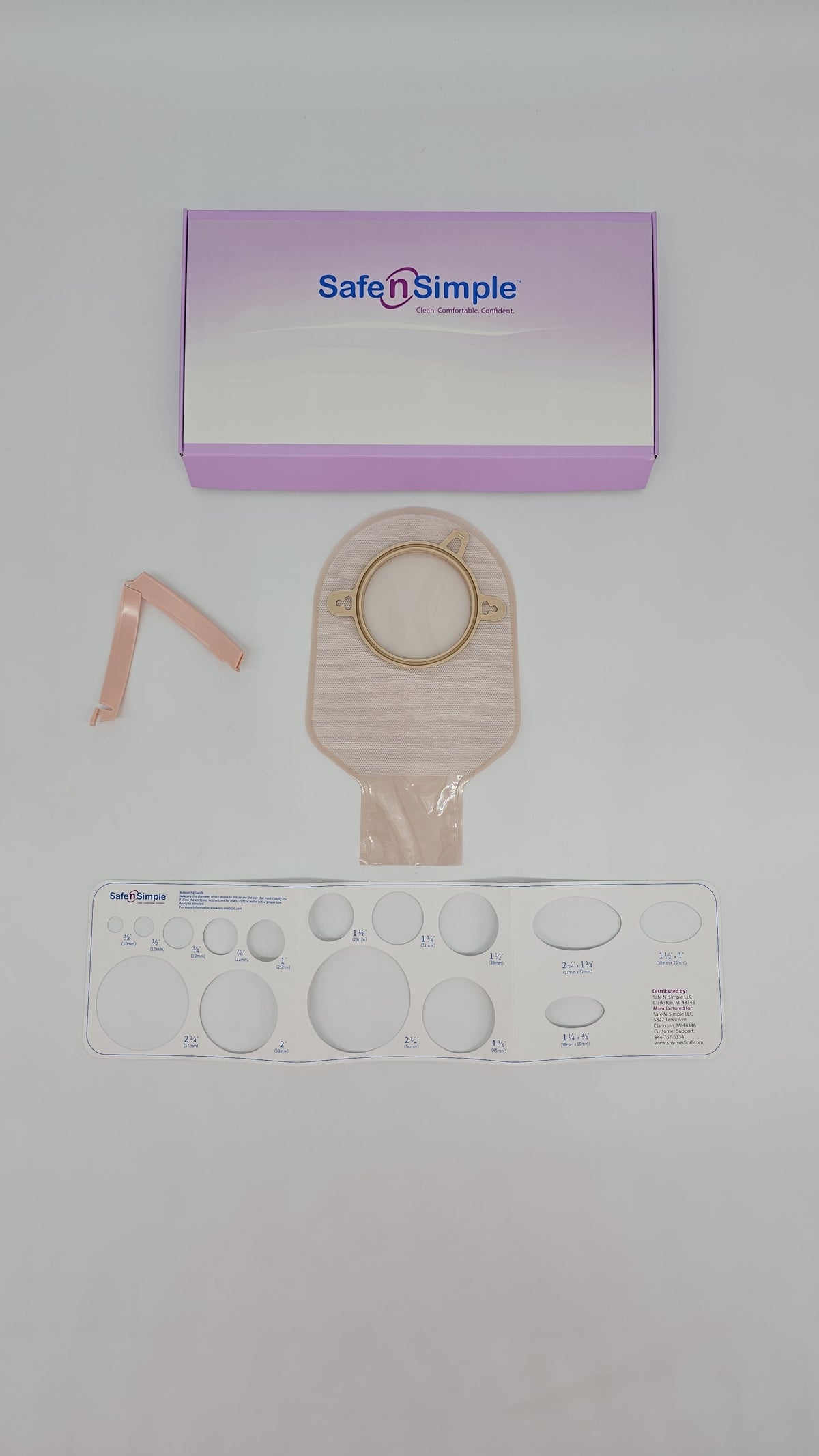 Safe N Simple LLC 9" Drainable 2-Piece Pouch, Beige, 70mm, 2-3/4" Flange, With Belt Tabs, and One Curved Tail Closure, BX/10
