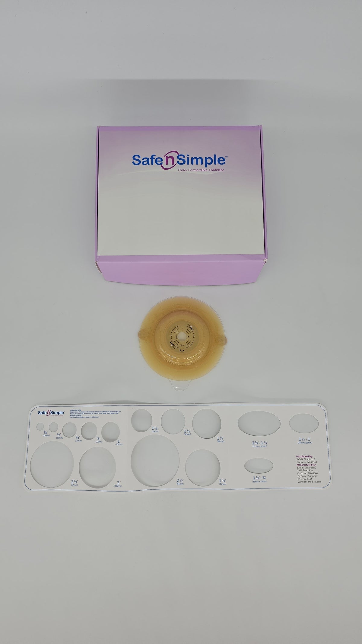 Safe N Simple LLC 5" Diameter, 2-Piece Round Convex Wafer, Standard Wear, White, 57mm, 2-1/4" Flange Cut-to-Fit, BX/5
