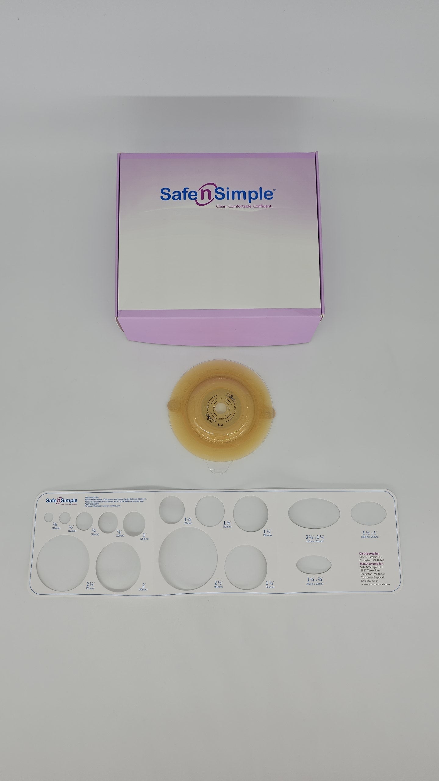 Safe N Simple LLC 5" Diameter, 2-Piece Round Convex Wafer, Standard Wear, White, 57mm, 2-1/4" Flange Cut-to-Fit