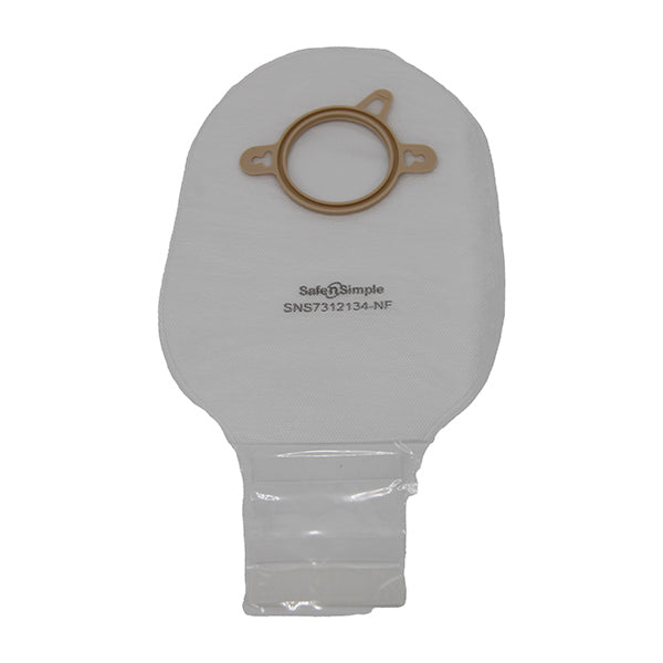 Safe N Simple 12" Drainable 2-Piece Pouch, Transparent, 50 mm, 2" Flange, with Belt Tabs, and Velcro Closure-- REPLACES