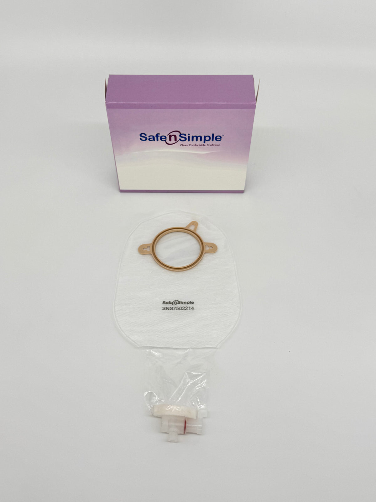 9" Urostomy 2-Piece Pouch, Transparent, 57mm, 2-1/4" Flange, With Valve, and Belt Tabs, BX/10