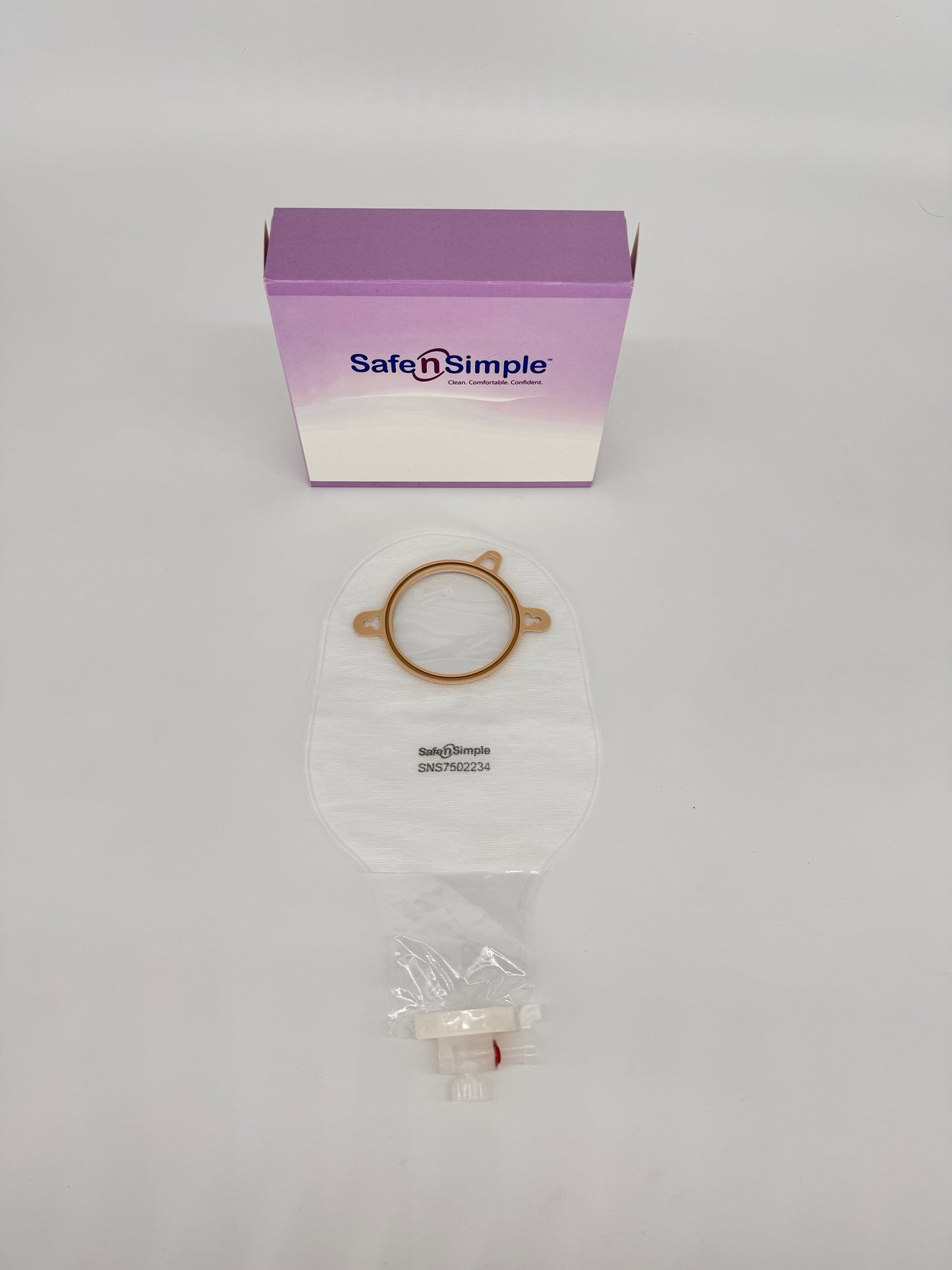 9" Urostomy 2-Piece Pouch, Transparent, 70mm, 2-3/4" Flange, With Valve, and Belt Tabs