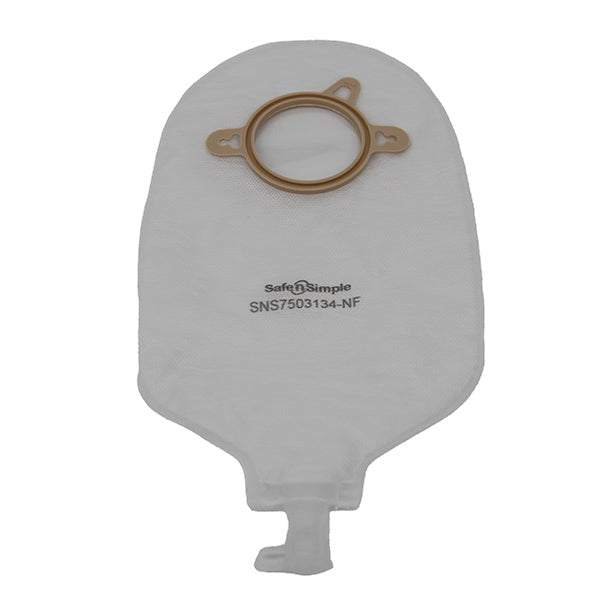 Safe N Simple 9" Urostomy 2-Piece Pouch, Transparent, 50 mm, 2" Flange, with Cap, and Belt Tabs-- REPLACES RRSNS7503134