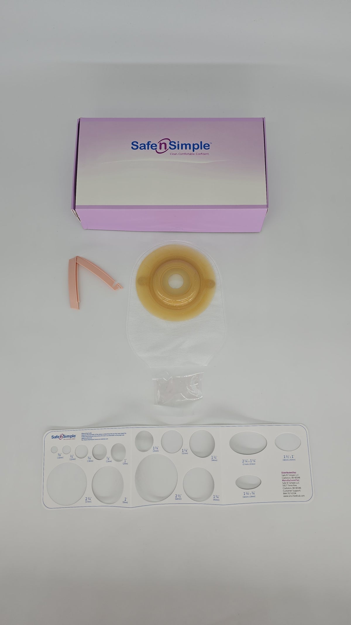 12" Drainable One Piece Pouch, Extended Wear, Convex, Transparent, 1" Precut Stoma Opening, With Standard Curved Tail
