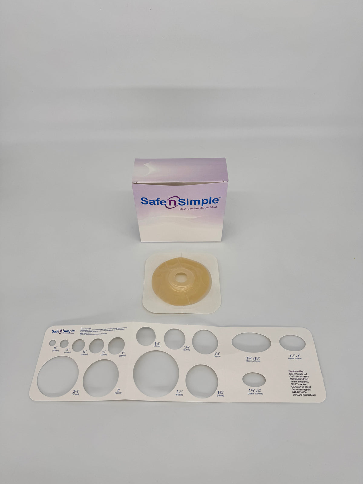 5" x 5" 2-Piece Wafer, Extended Wear, Convex, With Tape Collar, Beige, 45mm, 1-3/4" Flange, 7/8" Precut Stoma Opening