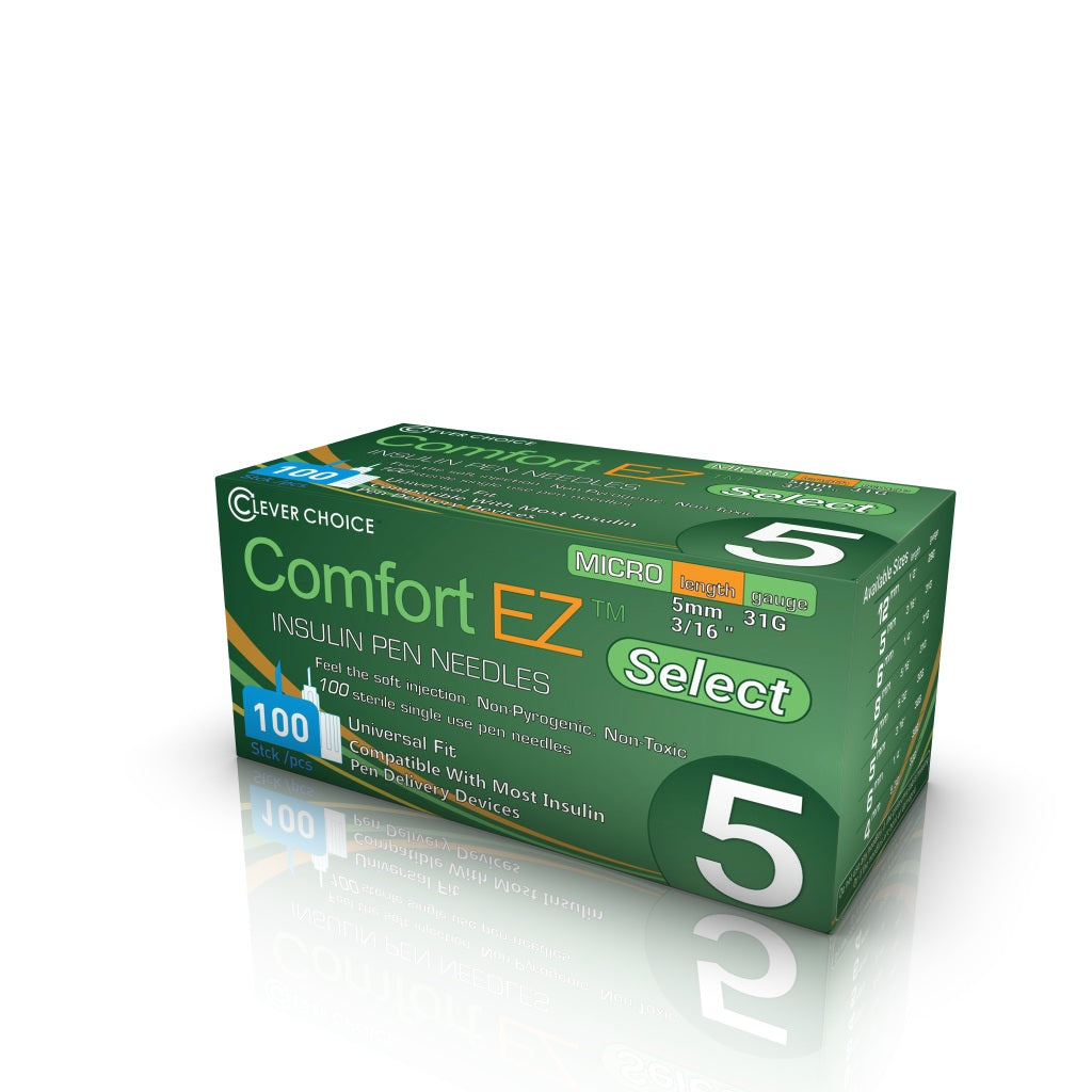Clever Choice Comfort EZ Select Insulin Pen Needles 31G x 3/16", 100 count, BX/100
