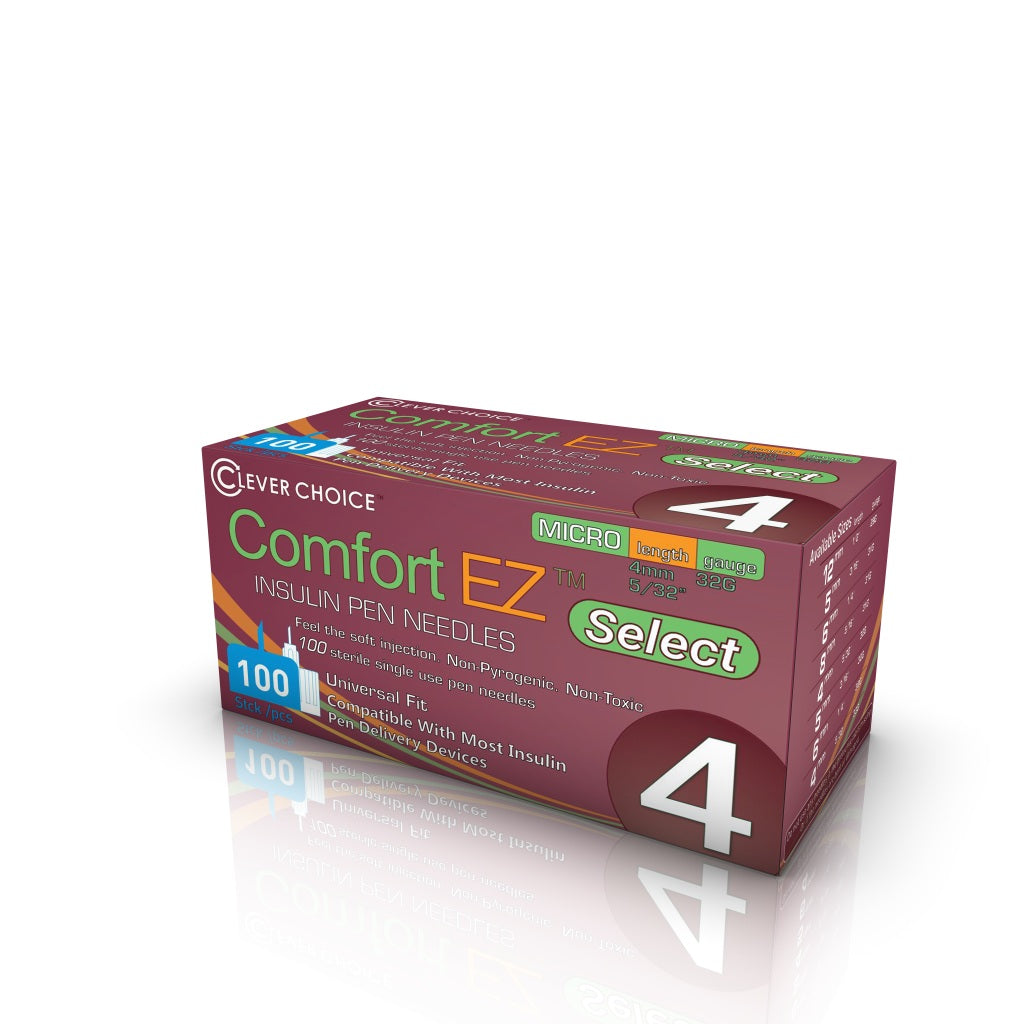 Clever Choice Comfort EZ Select Insulin Pen Needles 32G x 5/32", 100 count