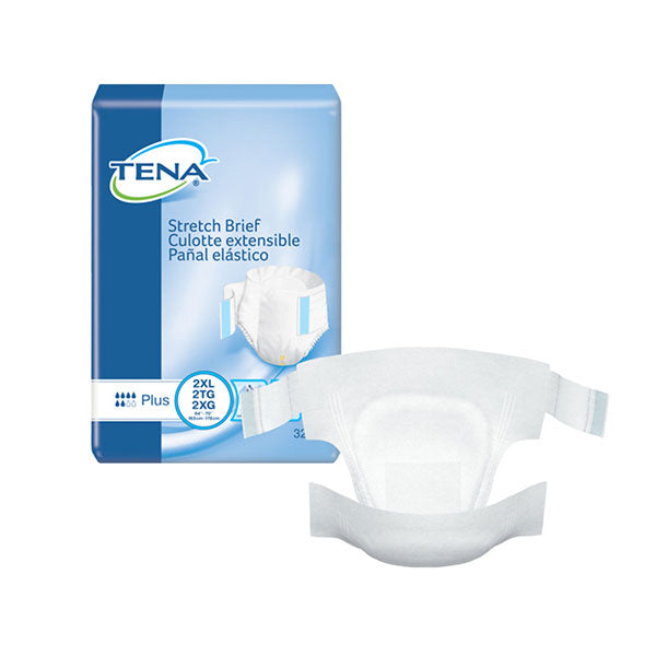 TENA Stretch Plus Incontinence Brief, Moderate Absorbency, Unisex, XXL, PK/32