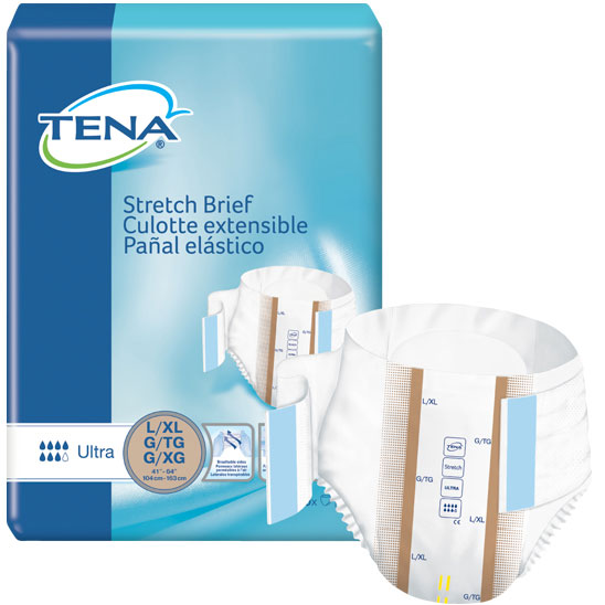 TENA Stretch Ultra Brief Large/X-Large 41" - 64", PK/36