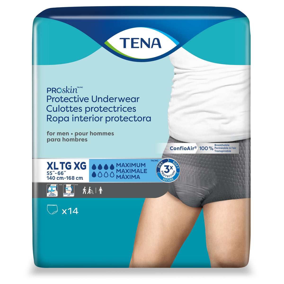 TENA ProSkin Protective Underwear for Men XL, 55" - 66".